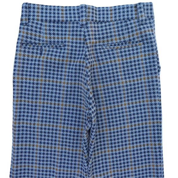 30x31 Vintage Double Knit Houndstooth Plaid Trouser Pants Groovy Straight Leg - Picture 7 of 11